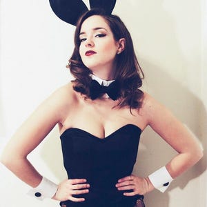 Bunny Costume Accessories – Ears, Bowtie, Collar, Cuffs, Tail (One Size)