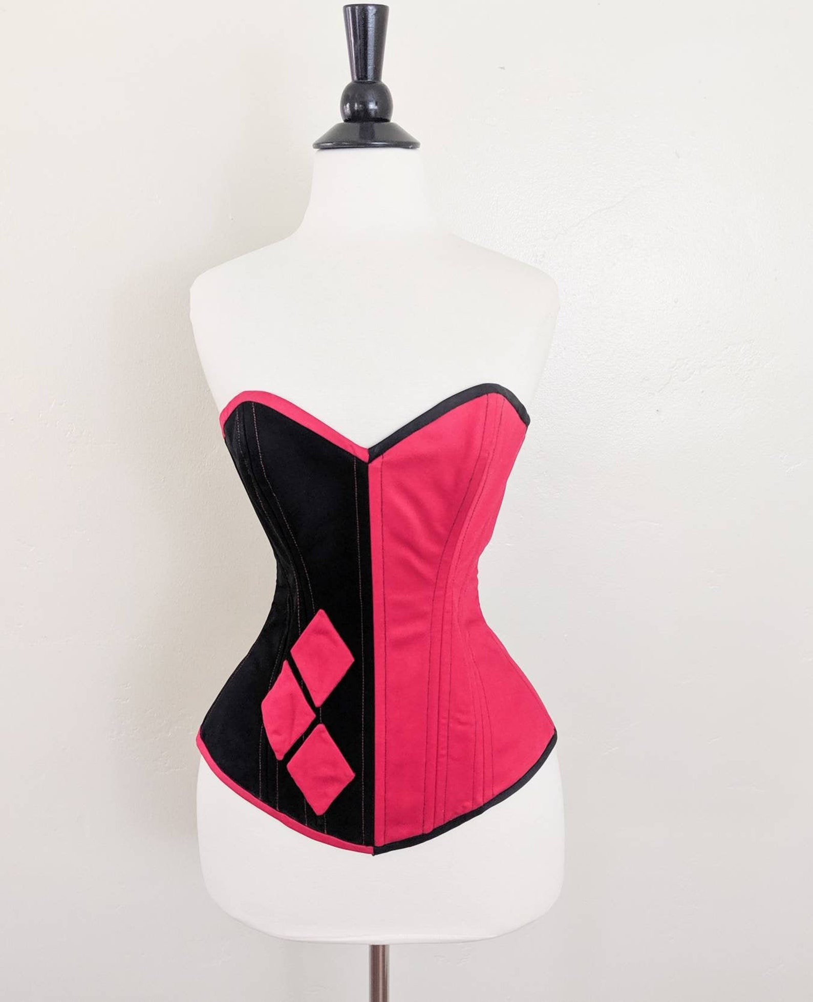 Harley Quinn Overbust Steel Boned Corset Etsy