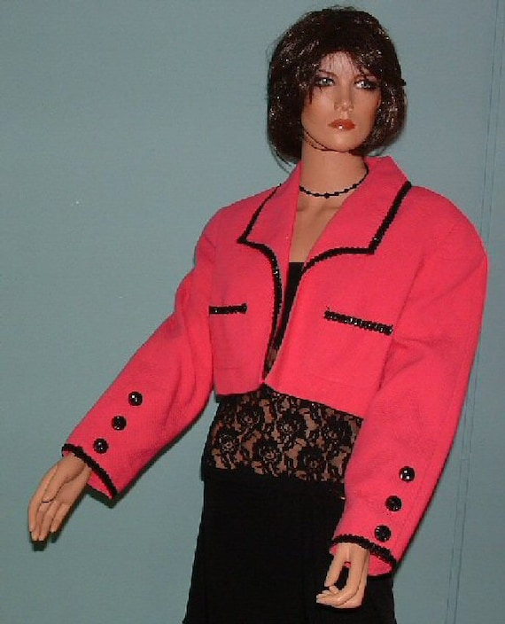 Vintage Jacket PINK Ladies CROPPED BOLERO Style "K