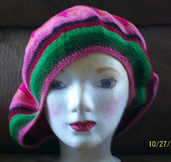 RASTAFARIAN vintage Jamacian beret, woven cotton,