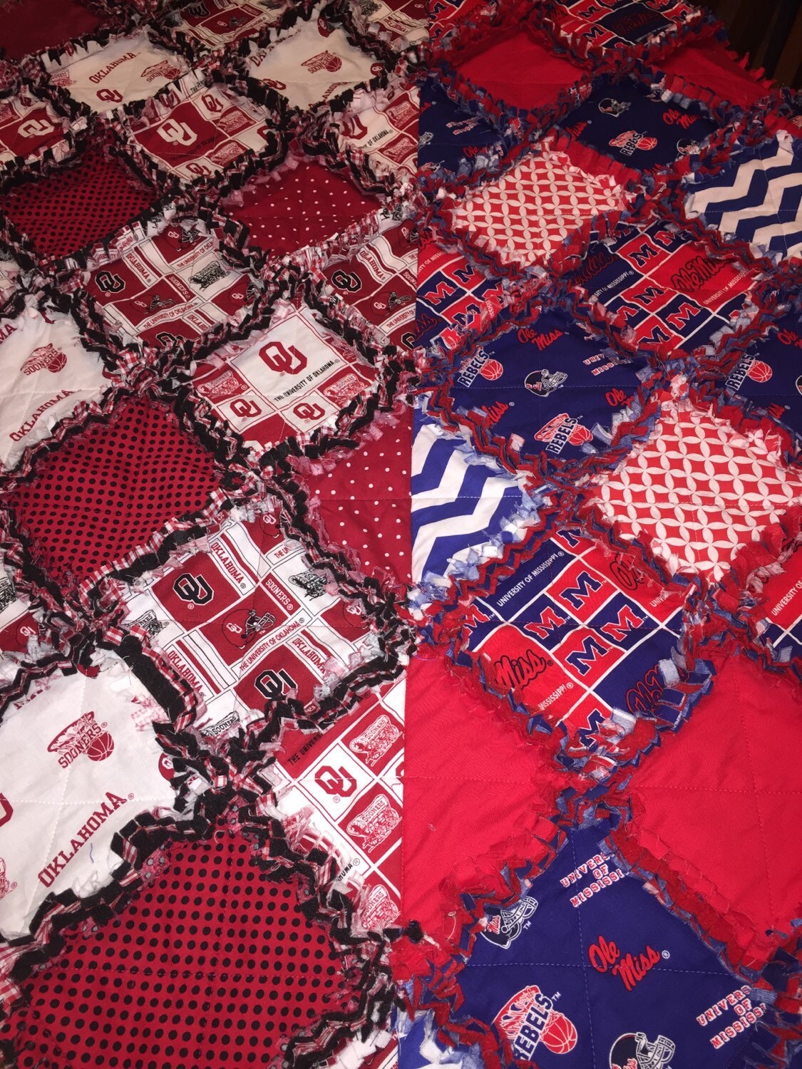 A HOUSE DIVIDED 2 Team Rag Quilt / Throw (Choice of Sizes)