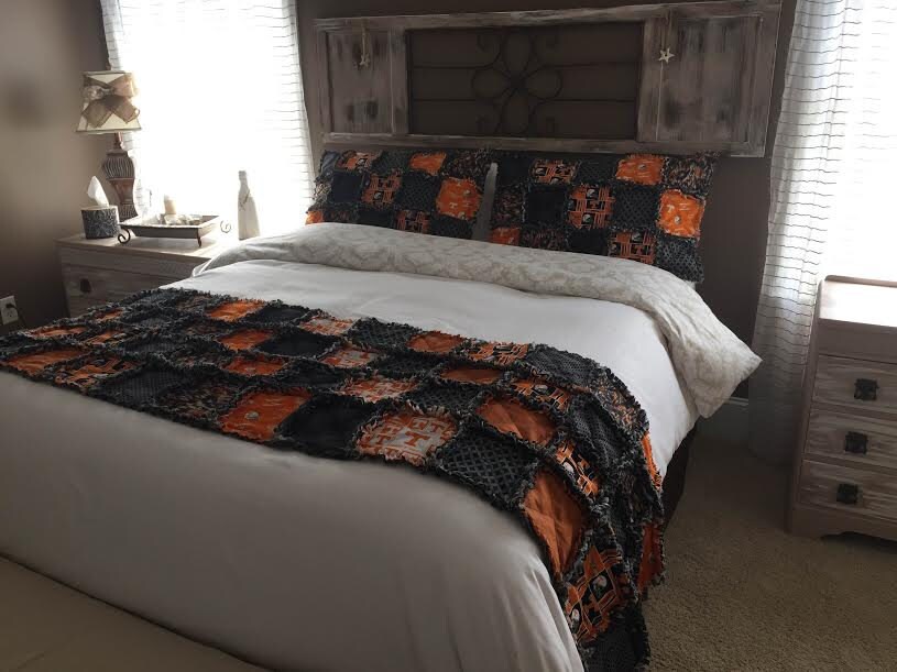 University Of Tennessee Fabric Queen Rag Quilt Bed Scarf With University Of Tennessee Fabric Queen Rag Quilt Bed Scarf With Matching Pillows Gallery Photo