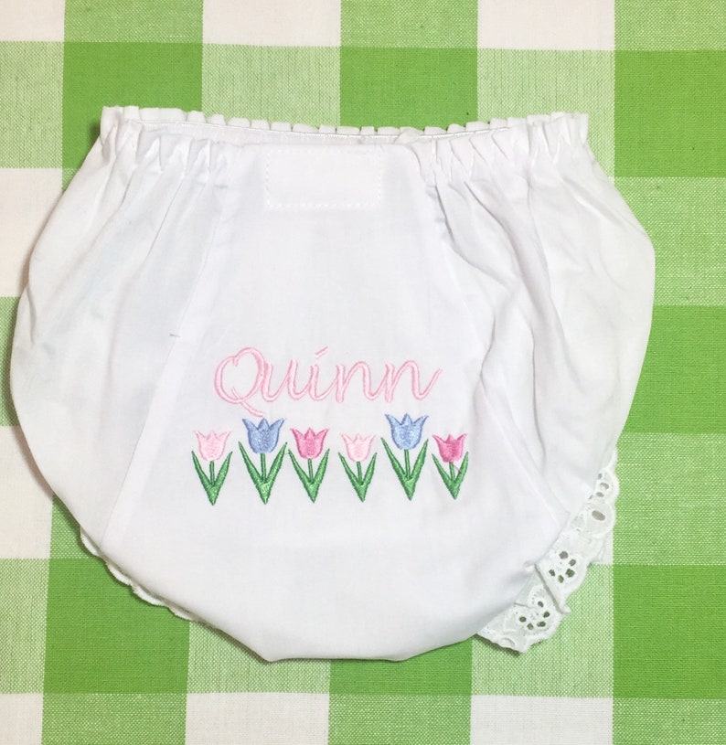 Personalized bloomers monogrammed diaper cover with tulips Etsy