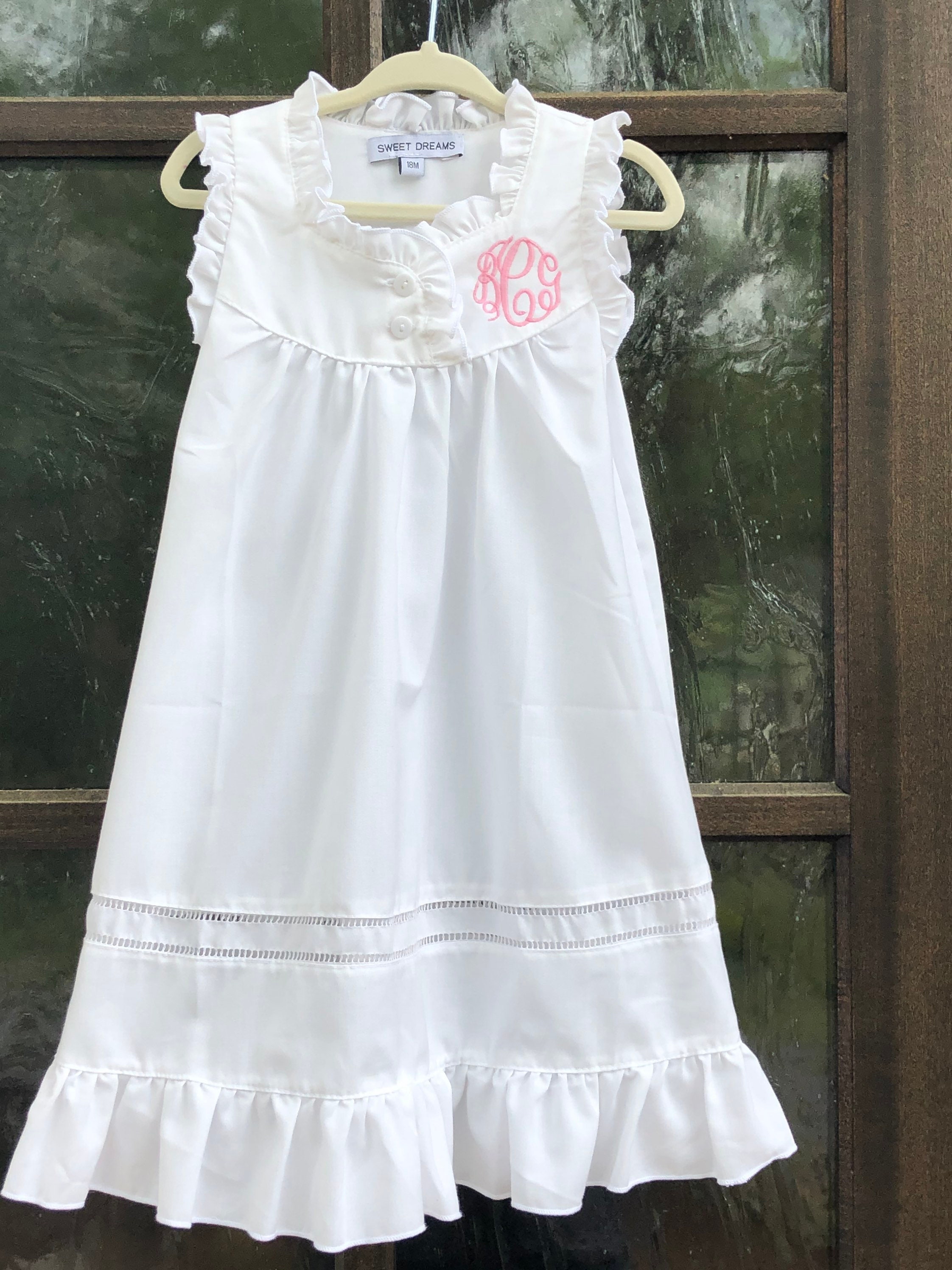 Girl's monogrammed nightgown toddler summer night gown Etsy