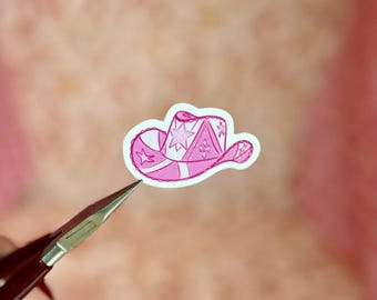Cowgirl Hat Vinyl Sticker Illustrated Waterproof - small!