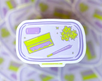 Rolling Tray Vinyl Sticker Illustrated Waterproof