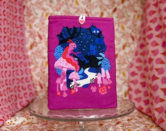 Medium Handmade Laptop/Book Sleeve - fits small e-readers, smaller paperbacks, manga, and mass market sized books!