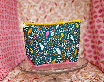 Zippered Triangle Pouch - Blue Birdies