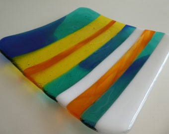 8"x8" plate - Multi-hued stripes