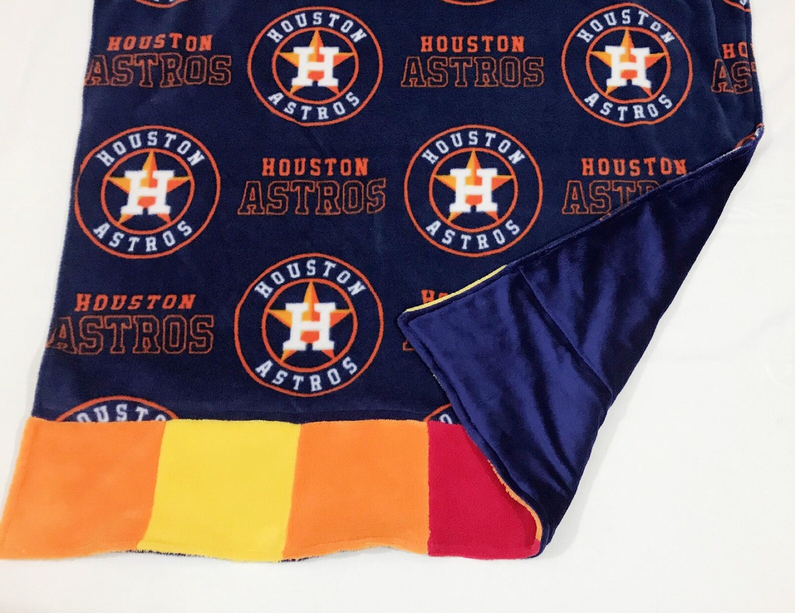 Baby Blanket With Houston Astros Fabric Rainbow Stripes Etsy