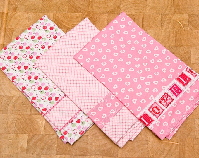 25 OFF Salepretty and Pink Kitchen Towel Set Cotton With Etsy