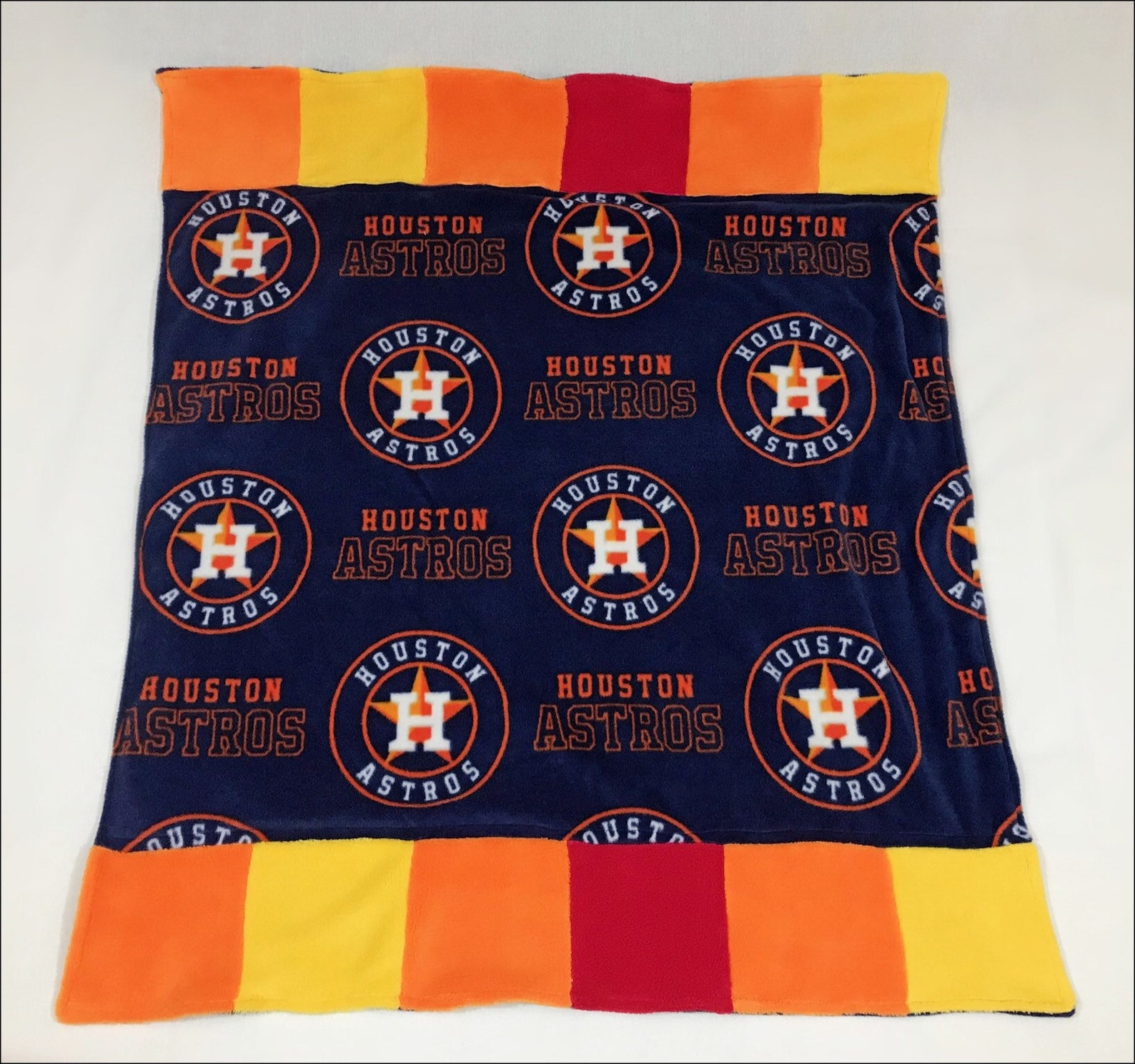 Baby Blanket With Houston Astros Fabric Rainbow Stripes Etsy