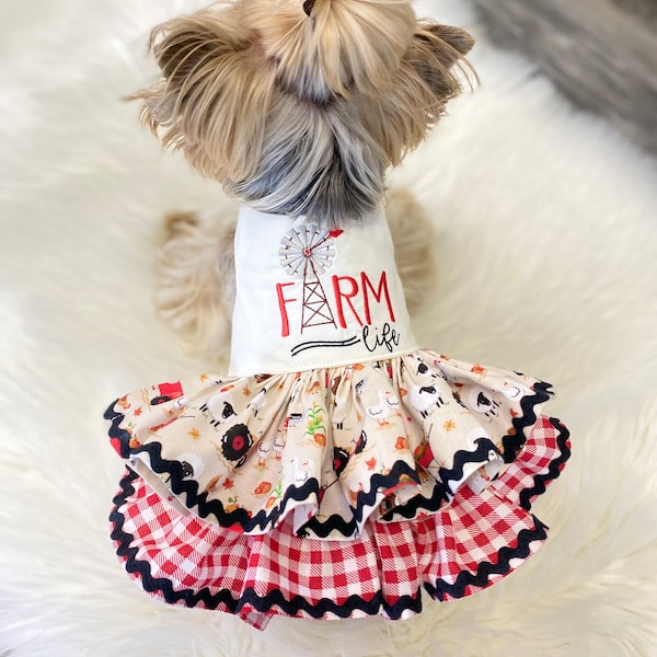 Farm Life Dog Dress, Customizable Country Pet Clothing