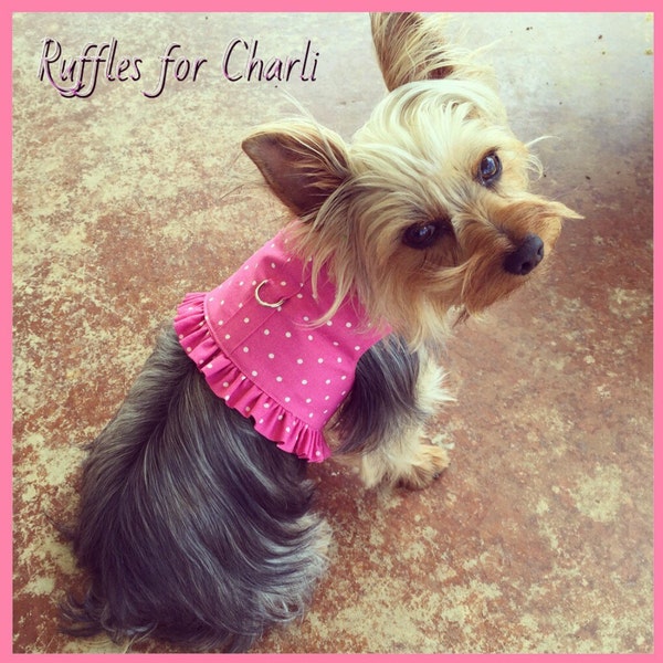 PInk Polka Dot Harness Customizable to your dogs measurements!  Available in other colors! Size  XXS XS Small