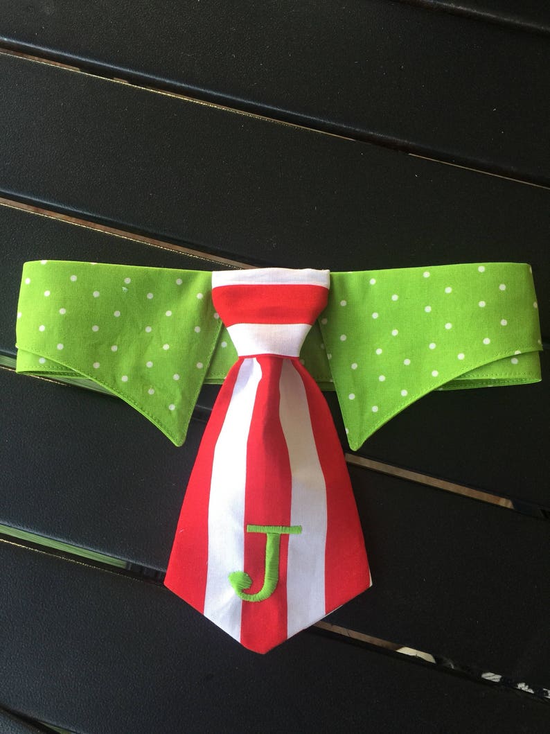 Custom Made Dog Shirt Collar with Tie Velcro Closure Etsy