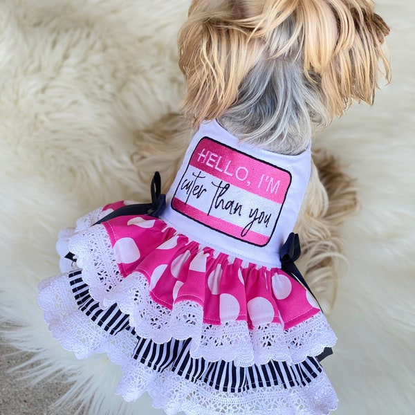 Cuter than you Dog Dress, Customizable to your pets measurements!! Size XXS XS and Small