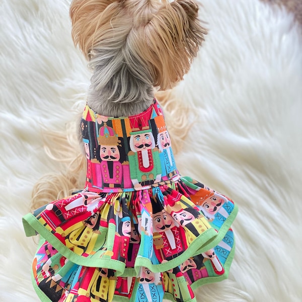 Christmas Nutcracker Dog Dress, Customizable to your pets measurements!! Size XXS XS and Small