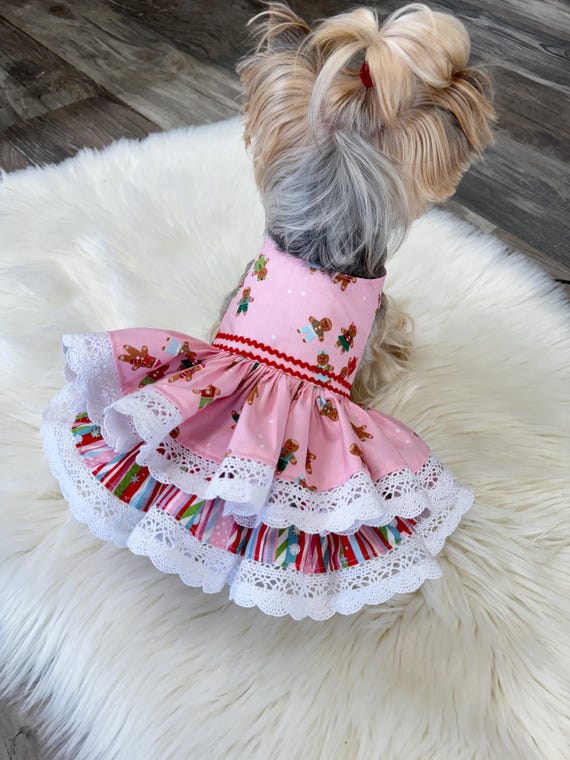 Gingerbread Christmas Dog Dress for Small Dogs, Pink Puppy Dress, Custom  Fit XXSS - Etsy Denmark