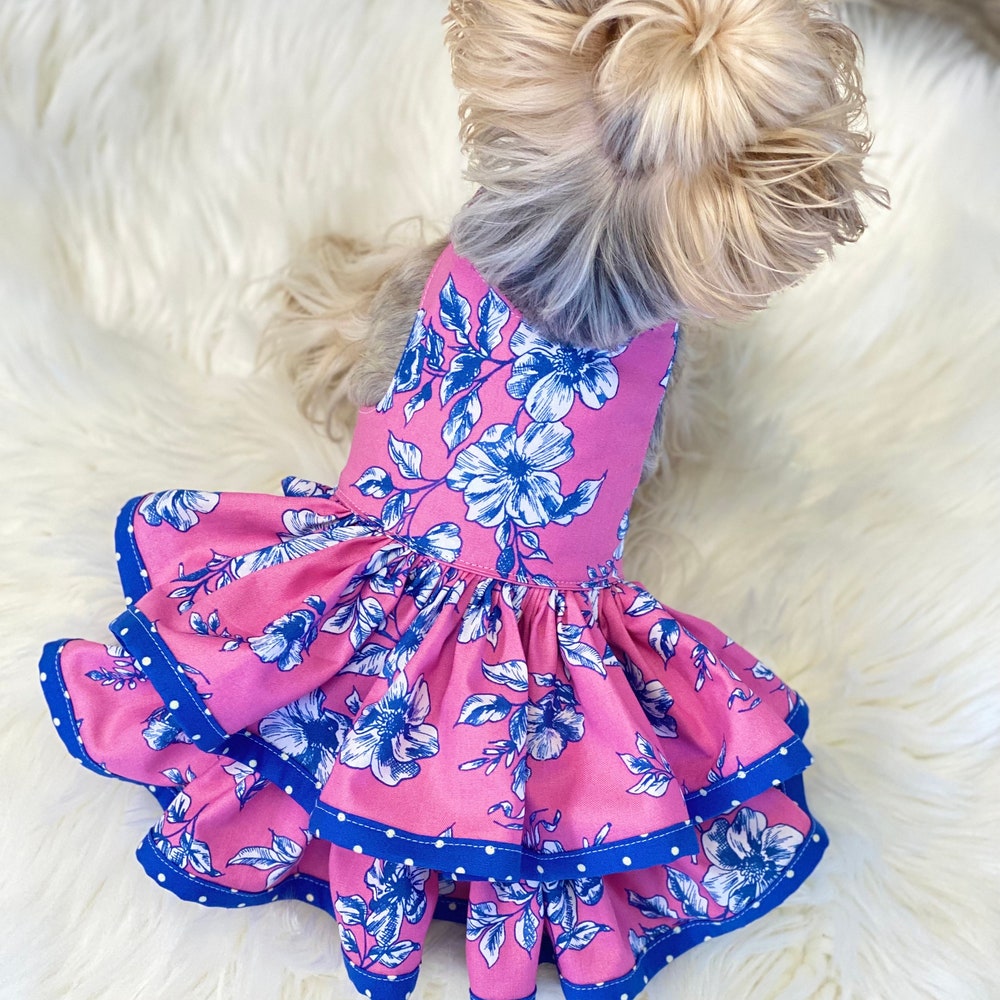 Summer Strapped Dog Dress With Ruffle