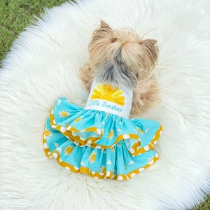 Little Sunshine Dog Dress, Customizable to your pets measurements!! Size XXS XS and Small