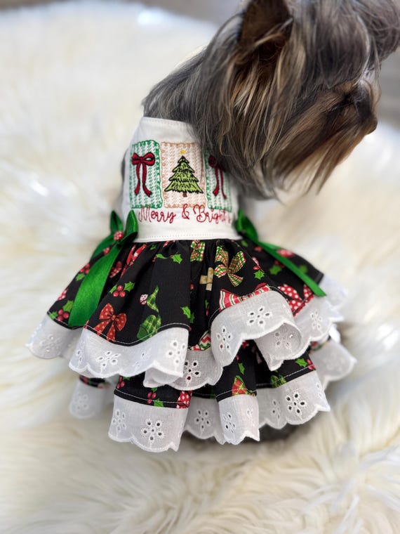 coquette christmas dress HCK EXCLUSIVE- Long Sleeve Labubu Coquette Christmas Dress 3XS(3/6M)
