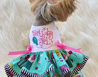 Birthday Girl Dog Dress, Customizable to your pets measurements!! Size XXS XS and Small