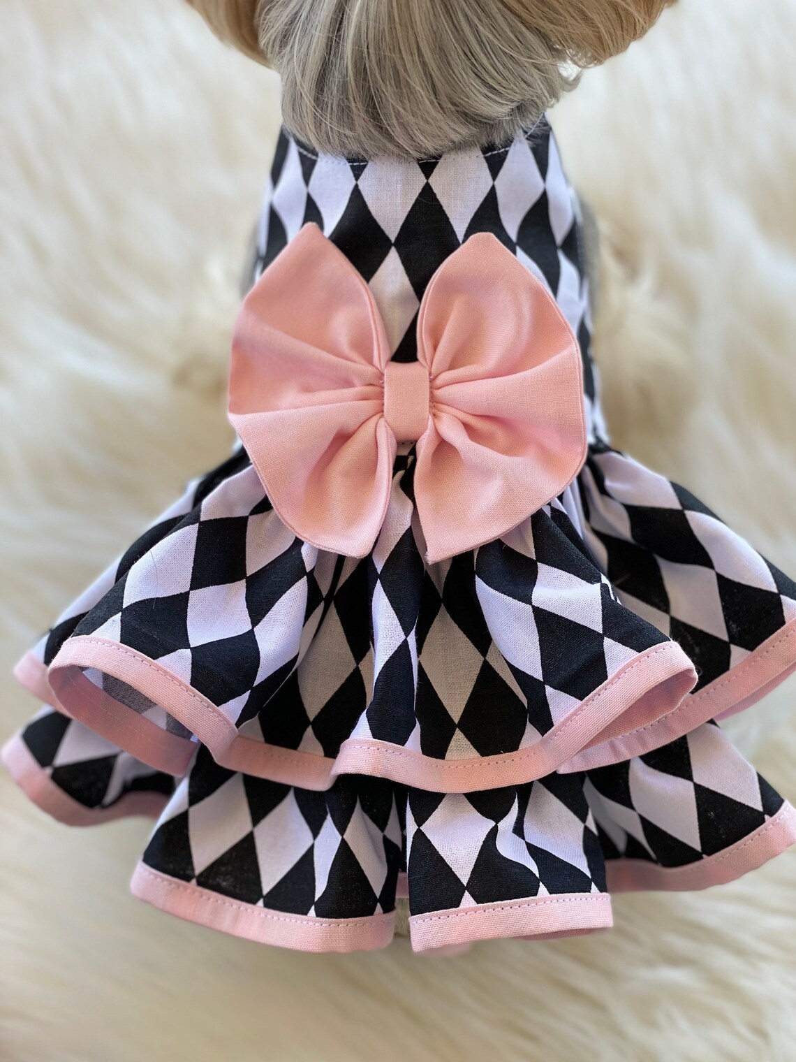 Black and Pink Harlequin Dog Dress Customizable to Your Pets Etsy