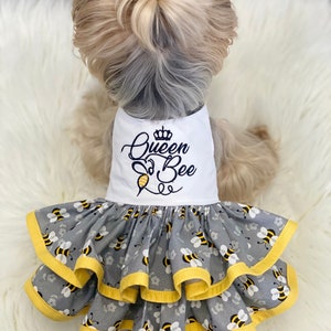 Queen Bee Dog Dress, Customizable to your pets measurements!! Size XXS XS and Small