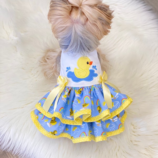 Ducks in rain boots Spring Easter  Dog Dress, Customizable to your pets measurements!! Size XXS XS and Small