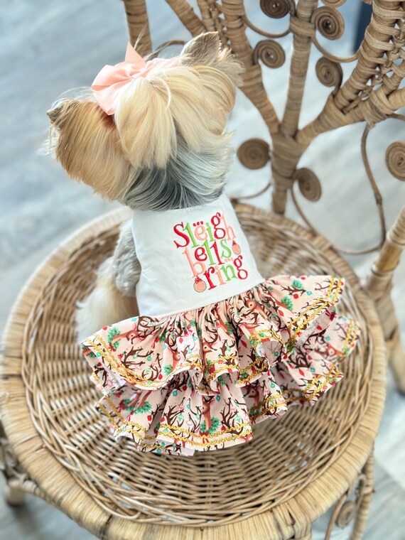 Sleigh Bells Dog Dress, Customizable Pet Clothing, Holiday Outfit - Etsy