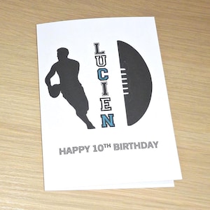Football Happy Birthday card - football player- boys girls - Aussie rules - sport - team colours - goal - footy - handmade greeting card
