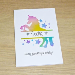 Rainbow Unicorn Birthday card - personalised - rainbow unicorn - girls birthday 2nd 3rd 4th 5th 6th 7th 8th 9th 10th- handmade greeting card