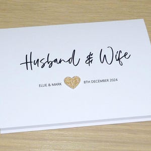 Personalised Custom Wedding Day Congratulations card - black and gold  - Husband & Wife - handmade greeting card