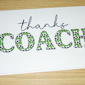 Coach thank you card - soccer  - sport coach team manager handmade card