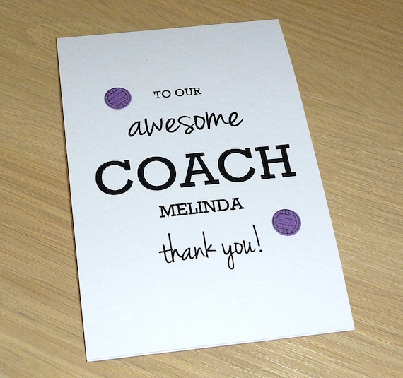 thank you coach card any sport soccer football cricket basketball netball handmade thank you card thank you coach cards