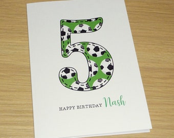 Soccer birthday card - boys girls kids - personalised ANY age birthday card -  1st 2nd 3rd 4th 5th 6th 7th 8th 9th 10th 11th 12th 13th