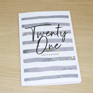 Birthday card - black - male female girls boys teenager 1st 16th 18th 21st 30th 40th 50th 60th 70th 80th 90th 99th 100th - can be any age!