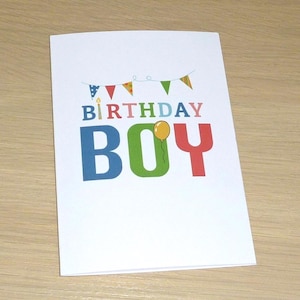 Boys Birthday card - fun colourful text - any age - boys kids - 2nd 3rd 4th 5th 6th 7th 8th 9th 10th - modern handmade greeting card