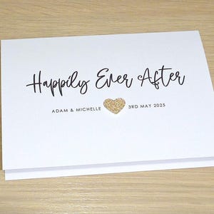 Personalised Custom Wedding Day Congratulations card - black and gold  - Happily Ever After - handmade greeting card