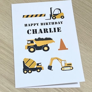 Kids Happy birthday card construction dump truck - 2nd 3rd 4th 5th 6th 7th 8th - truck driver construction - boys girls - handmade card
