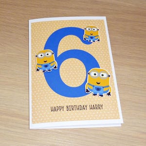 Cute kids birthday card - personalised with name and age - ANY age - so cute - 3rd 4th 5th 6th 7th 8th 9th 10th 11th 12th -handmade