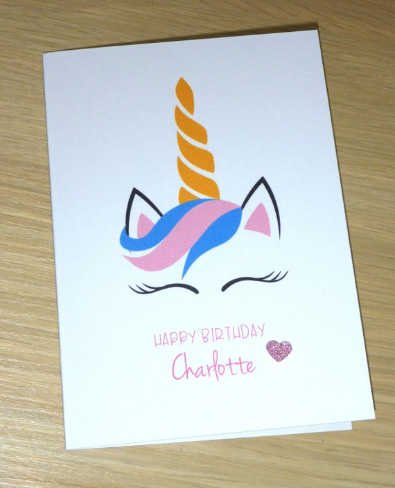 Carte De Joyeux Anniversaire Licorne Personnalisee Avec Un Etsy