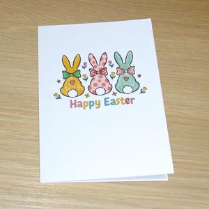 Easter card - 3 cute bunny rabbits - girls kids family teacher