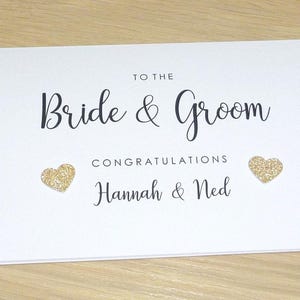 Personalised Custom Wedding Day Congratulations card - black and gold  - hearts - Mr & Mrs  Mr Mr - Bride and Groom - handmade greeting card