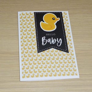 New baby card - boy or girl unisex neutral gender - Hello Baby - cute ducks - handmade greeting card - baby shower - congratulations card