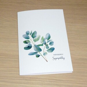 Sympathy - condolence card - Sympathy bereavement - eucalyptus leaves  - handmade greeting card