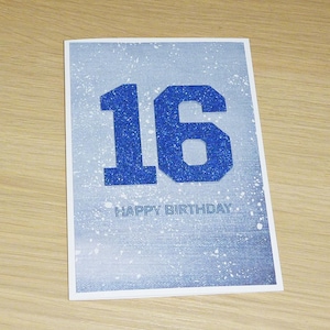 Boys birthday card - can be ANY age- distressed blue with age - boys brother teen birthday 6th 7th 8th 9th 10th 11th 12th 13th 16th 18th