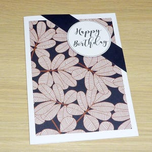 Female birthday card- any age - modern floral print - girls female teenager 16th 18th 21st 30th 40th 50th 60th 70th 80th - handmade card