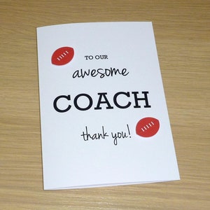Thank you Coach card - any sport - soccer football cricket basketball netball  - handmade thank you card