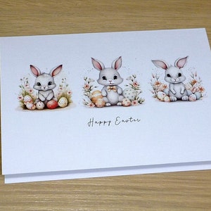 Easter card - 3 cute bunnies - rabbit easter bunny - boys girls kids family grandkids easter card 1st easter 2nd 3rd 4th 5th 6th 7th 8th